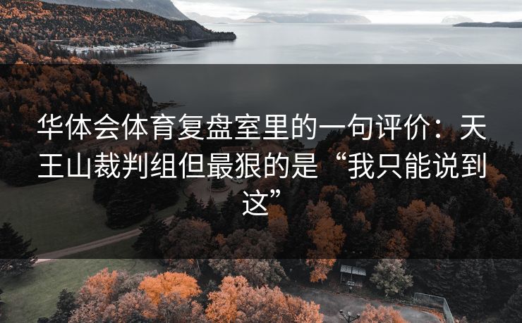华体会体育复盘室里的一句评价：天王山裁判组但最狠的是“我只能说到这”